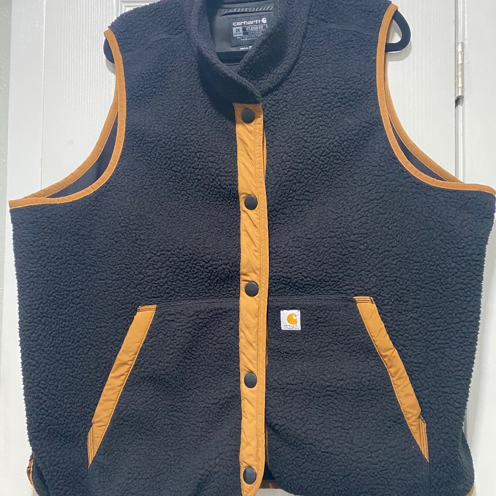 CARHARTT Sherpa Fleece Snap-Front Vest Womens XXL (20W-22W) Relaxed Fit